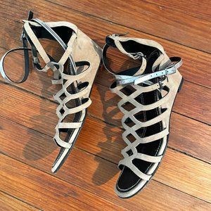 Barbara Bui Tan Strappy Suede Wedges